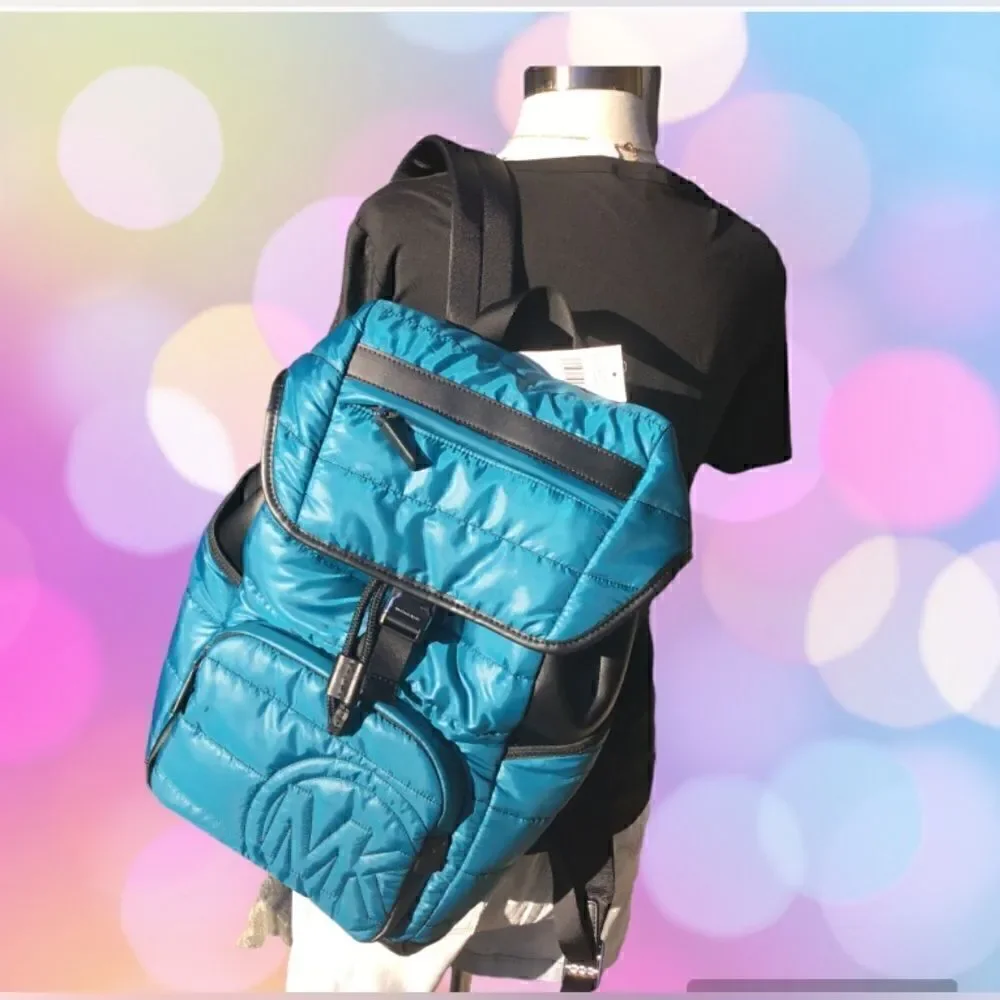 MICHAEL KORS BROOKLYN QUILTY LARGE BACKPACK LAPTOP SCHOOL WORK VACATION …